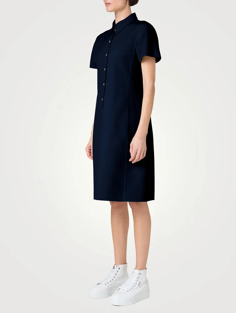 Cotton Silk Stretch Double-Face Polo Dress