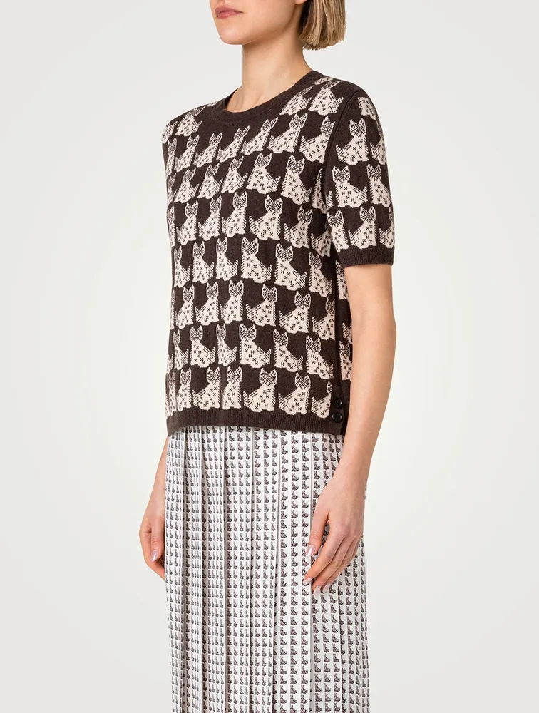 Emma Jacquard Short-Sleeve Sweater