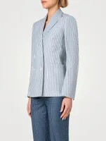 Pina Double-Breasted Wool Blazer Stripe Print