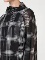 Silk Organza Blouson Jacket Check Print