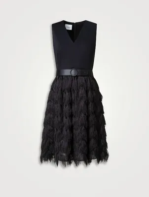 Fringe-Trimmed Belted Dress