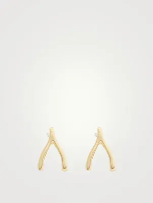 Gold Wishbone Stud Earrings