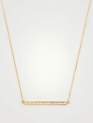 Gold Bar Necklace With Diamonds