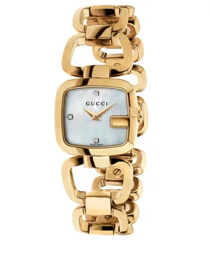 G-Gucci Goldtone Bracelet Watch With Diamonds