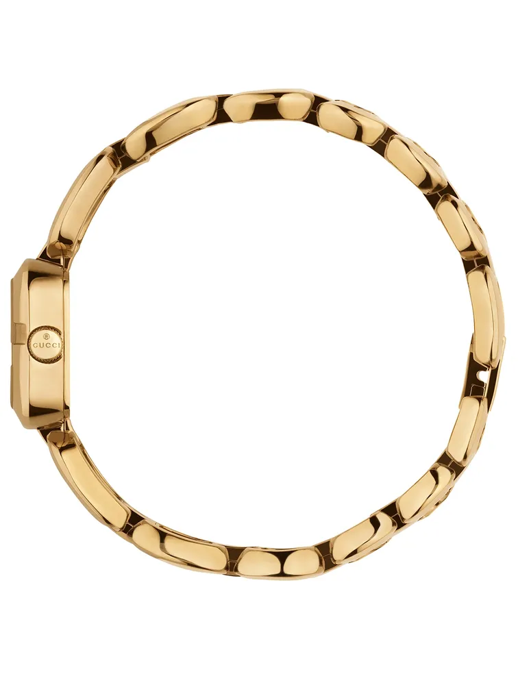 G-Gucci Goldtone Bracelet Watch With Diamonds