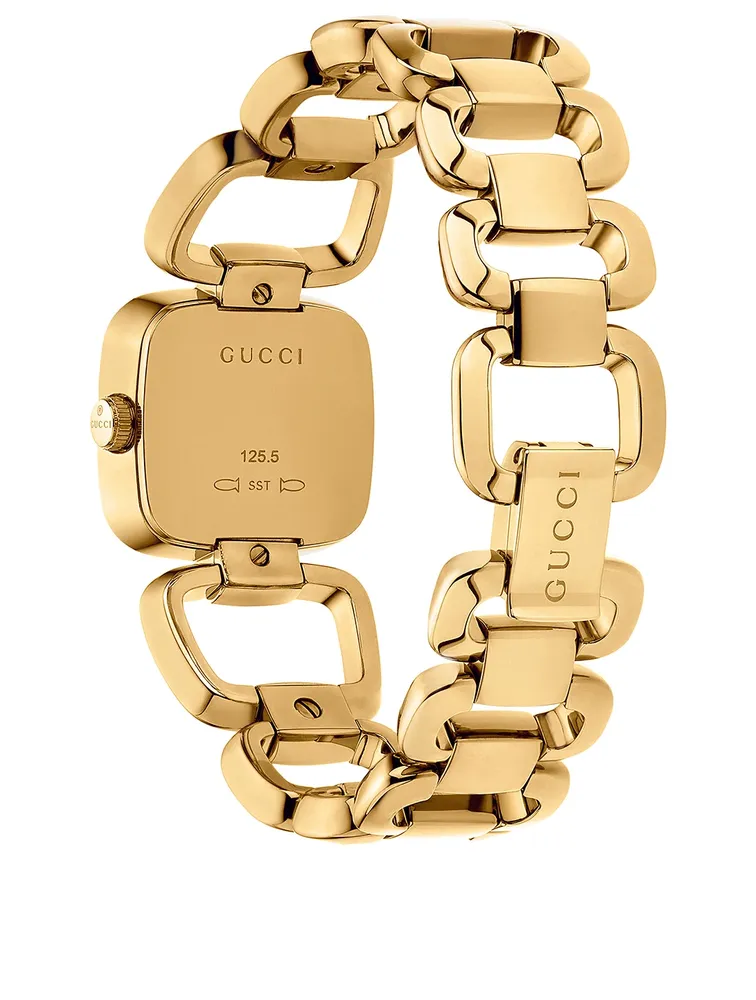 G-Gucci Goldtone Bracelet Watch With Diamonds