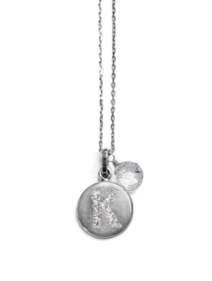 Disc Sterling Silver Pendant Necklace With Topaz