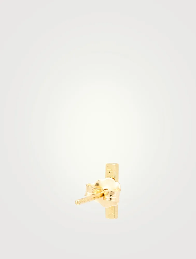 Gold Bar Stud Earrings With Diamonds