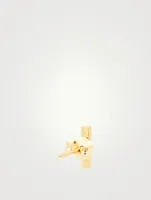 Gold Bar Stud Earrings With Diamonds