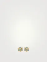 18K Gold Classic Trio Earrings With Blue Moonstone And Diamonds