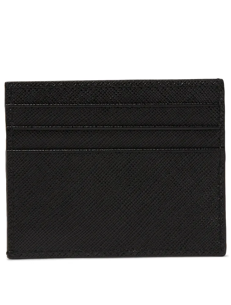 Saffiano Leather Logo Card Holder