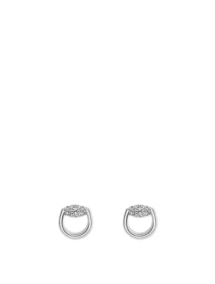 18K White Gold Horsebit Earrings With Diamonds