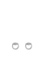 18K White Gold Horsebit Earrings With Diamonds