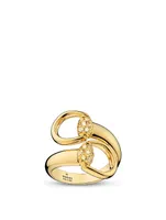18K Gold Horsebit Ring With Diamonds