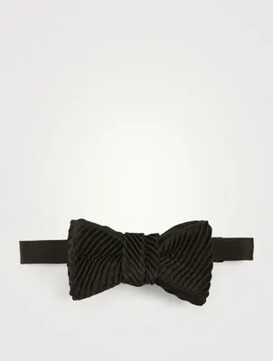Silk Satin Pre-Tied Pleated Bow Tie