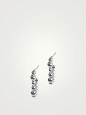 Mini Dew Drop Silver Hoop Earrings