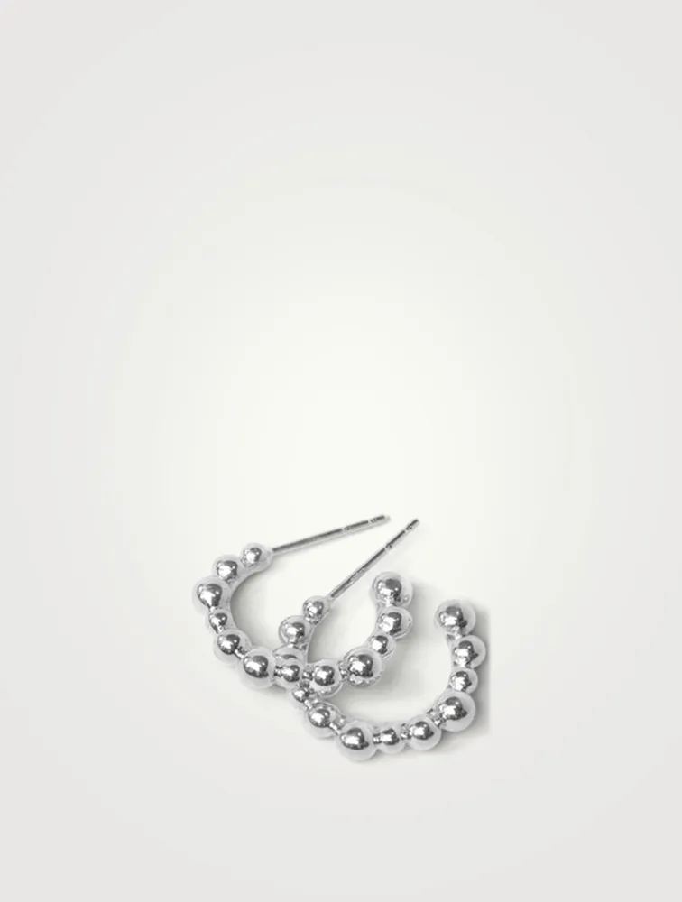 Mini Dew Drop Silver Hoop Earrings