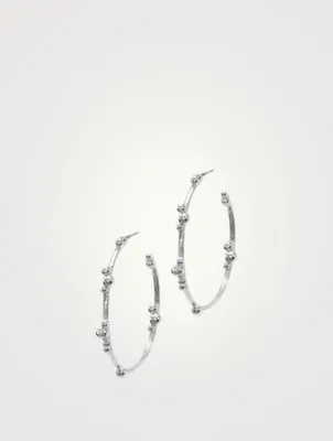 Dew Drop Silver Marine Hoop Earrings