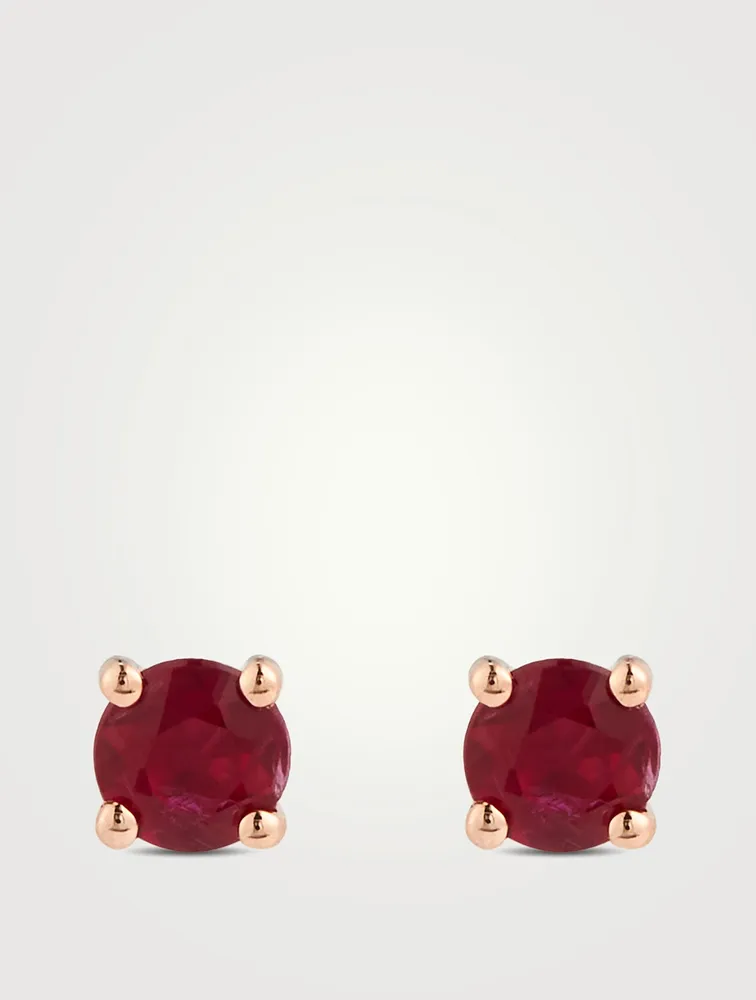 18K Rose Gold Ruby Stud Earrings