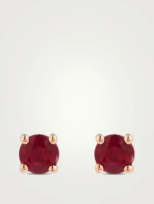 18K Rose Gold Ruby Stud Earrings