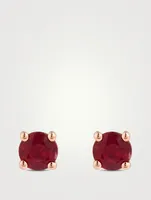 18K Rose Gold Ruby Stud Earrings