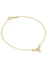 Mini 18K Gold Triangle Bracelet With Mother Of Pearl Inlay And Diamonds