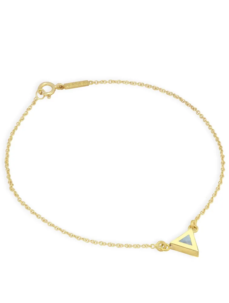 Mini 18K Gold Triangle Bracelet With Mother Of Pearl Inlay