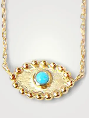 Dew Drop 14K Gold Evil Eye Necklace With Turquoise
