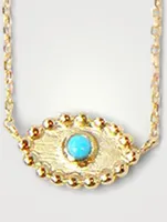 Dew Drop 14K Gold Evil Eye Necklace With Turquoise