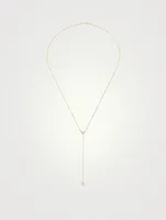 18K Gold Heart And Marquis Lariat Necklace With Diamonds