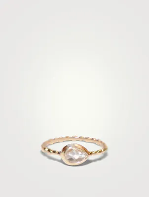 Dew Drop 14K Gold Pear Ring With Topaz