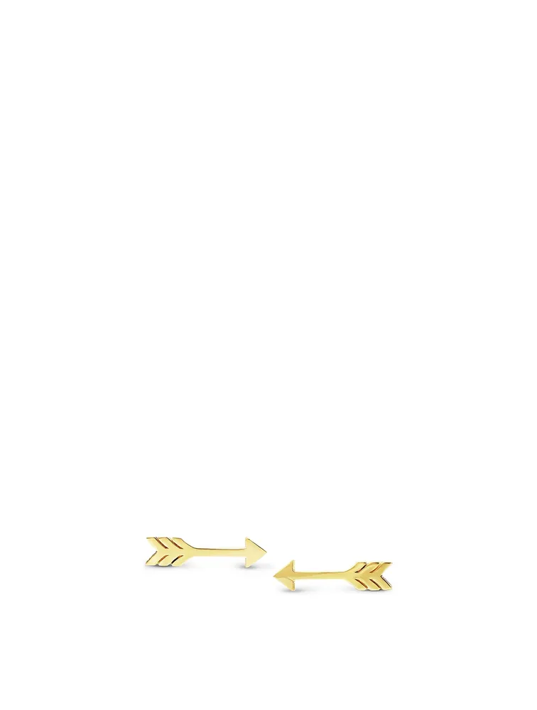 Mini 18K Gold Arrow Stud Earrings