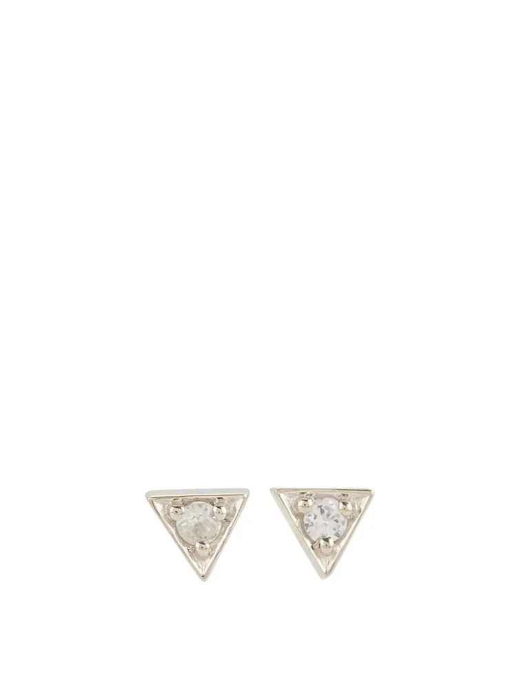 Cléo Sterling Silver Triangle Stud Earrings With White Sapphire