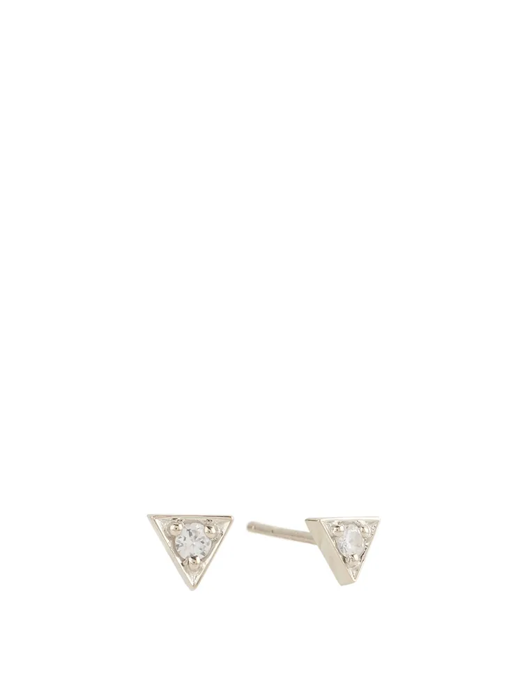 Cléo Sterling Silver Triangle Stud Earrings With White Sapphire