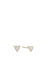 Cléo Sterling Silver Triangle Stud Earrings With White Sapphire