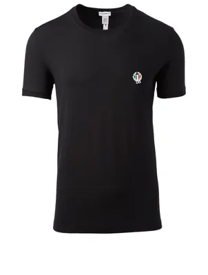 Cotton Stretch T-Shirt With Logo Patch