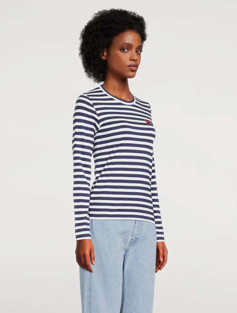 Double Heart Long Sleeve Top Stripe