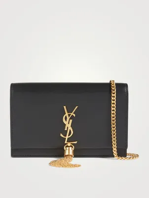 Sac portefeuille Kate en cuir à bandoulière-chaîne et à monogramme YSL