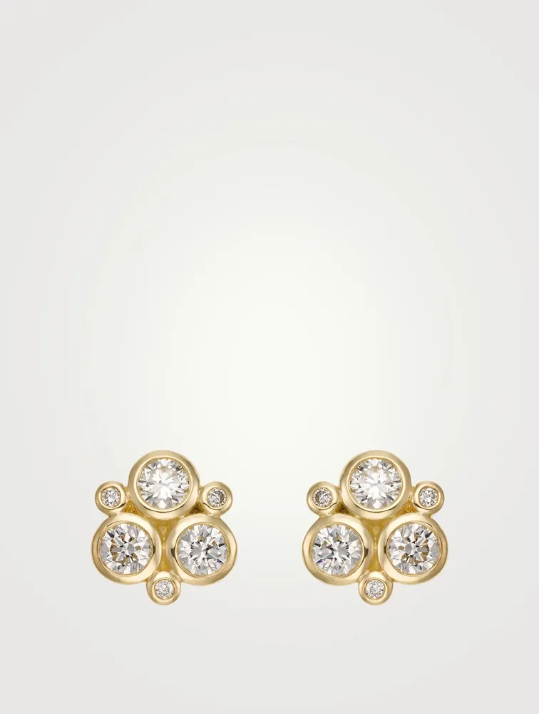 18K Gold Classic Trio Earrings With Diamonds