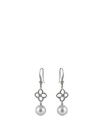 18K White Gold South Sea Pearl Flower Earrings With Diamonds