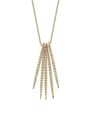 14K Gold Baguette Necklace With Diamonds