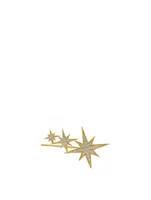 14K Gold Triple Starburst Ear Crawler With Diamonds