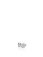 Large 14K White Gold Bezel Evil Eye Stud Earring With Diamonds