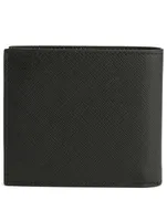 Saffiano Leather Contrast Logo Wallet