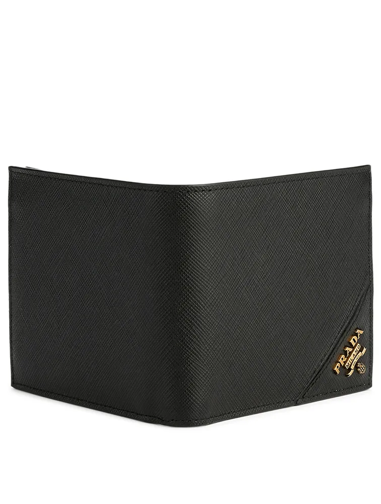 Saffiano Leather Contrast Logo Wallet