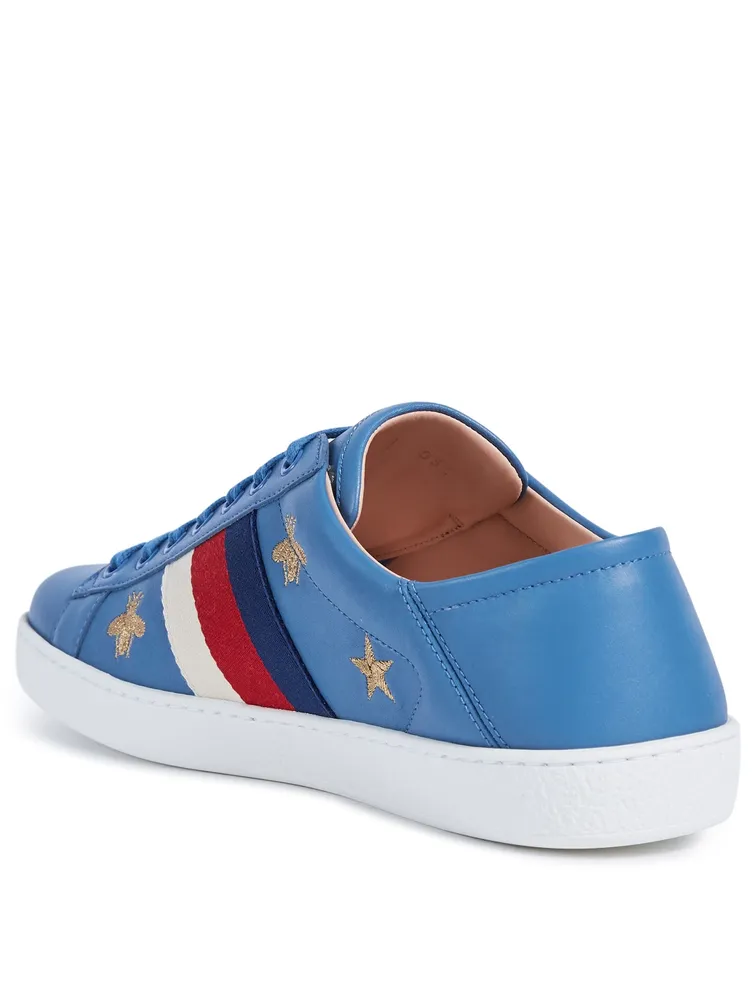 Ace Embroidered Leather Sneakers