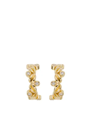 18K Gold Large Oliva Hoop Earrings With Diamonds