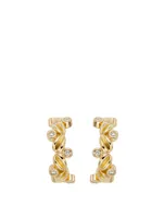 18K Gold Large Oliva Hoop Earrings With Diamonds