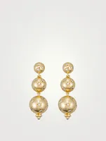 18K Gold Cosmos Triple Drop Earrings With Diamonds