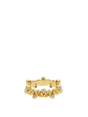 18K Gold Oliva Ring With Diamonds